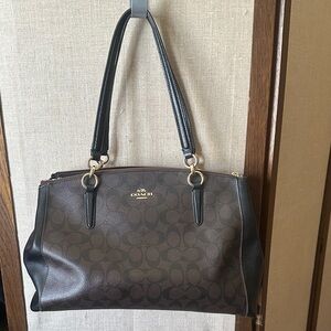 Coach Signature Brown and Black Shoulder Bag